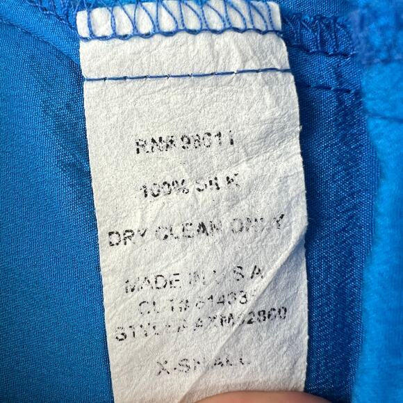 Eight Sixty Blue Top Silk Off the Shoulder Ruffle Hem Halter Size X-Small XS - Picture 8 of 8